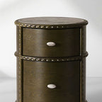 Cylindrical Pierro Nightstands Brazilian Quartzite Top Bedside Table Storage Cabinet