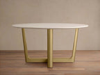Saint Germain Round Marble Stone Dining Table with Rennes Metal Base