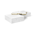 Luxury Sculptural Coffee Table Black & White High-Gloss Marble Finish