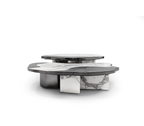 Luxury Calacatta Marble Coffee Table with Black Sculptural Base & Modern Design Center Tea Table