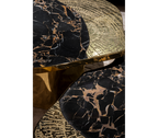 Luxury Calacatta Marble Coffee Table with Black Sculptural Base & Modern Design Center Tea Table
