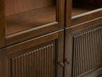 Vitrine haute Giotto à portes vitrées, buffet de salle à manger ancien en bois, bibliothèque ancienne