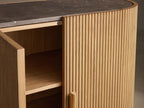 Buffet avec plateau en marbre Astor, commode de couloir en bois de chêne, meuble de rangement pour entrée