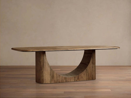 Table à manger San Rafael avec plateau marqueté en bois de primavera naturel vieilli à la main