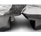 Luxury Calacatta Marble Coffee Table with Black Sculptural Base & Modern Design Center Tea Table