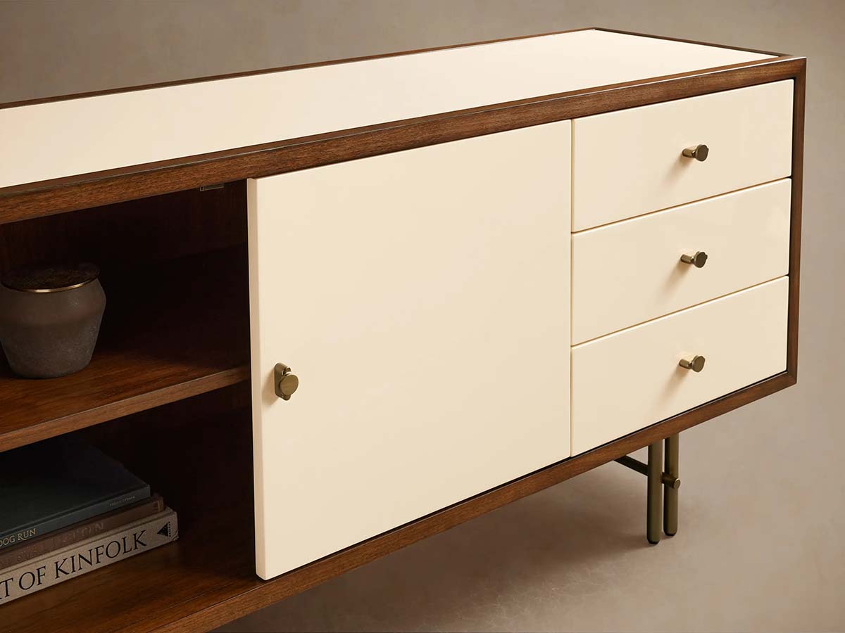Henton Eucalyptus Wood TV Stand Living Room Entrance Six Drawers Cabinet Media Console Entryways Table