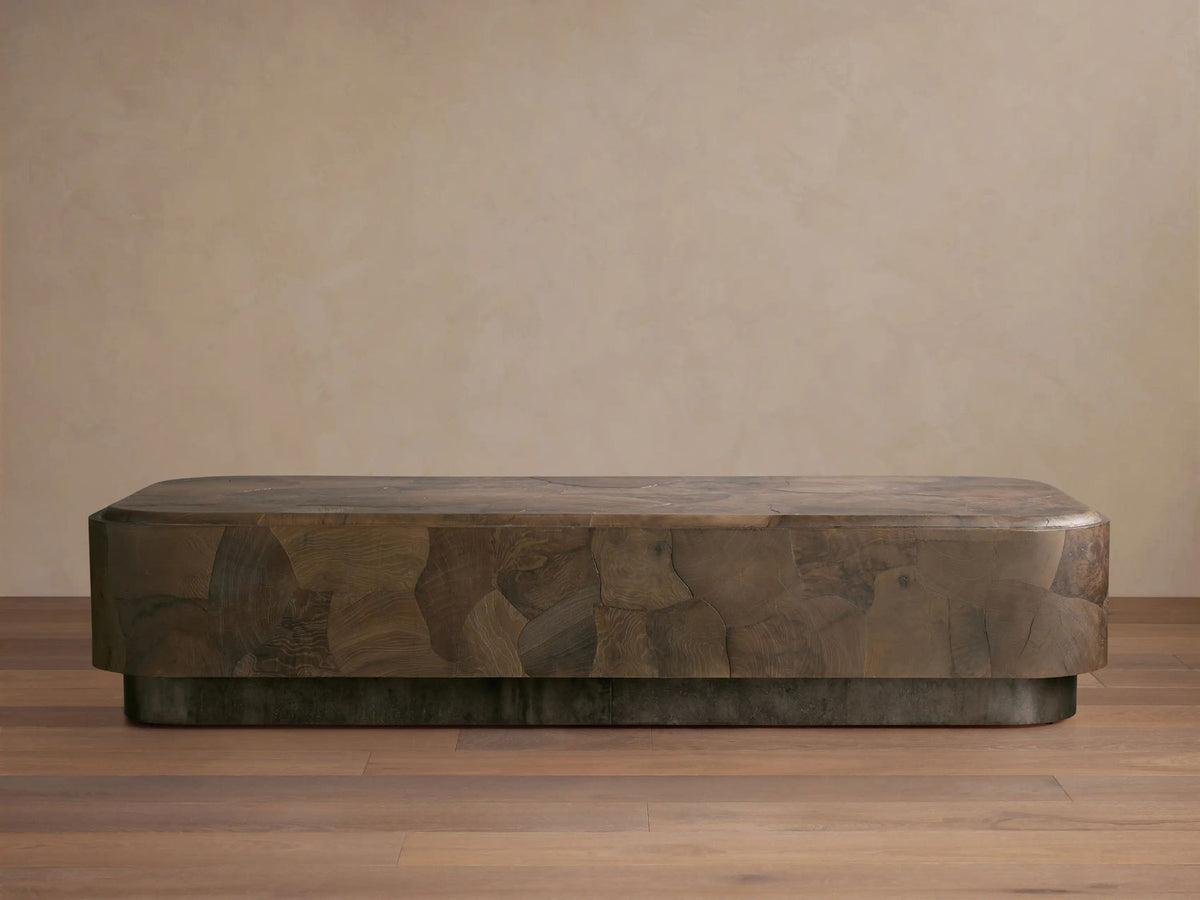 Table Basse Rectangulaire Pola en Bois, Style Wabi-Sabi, pour Salon