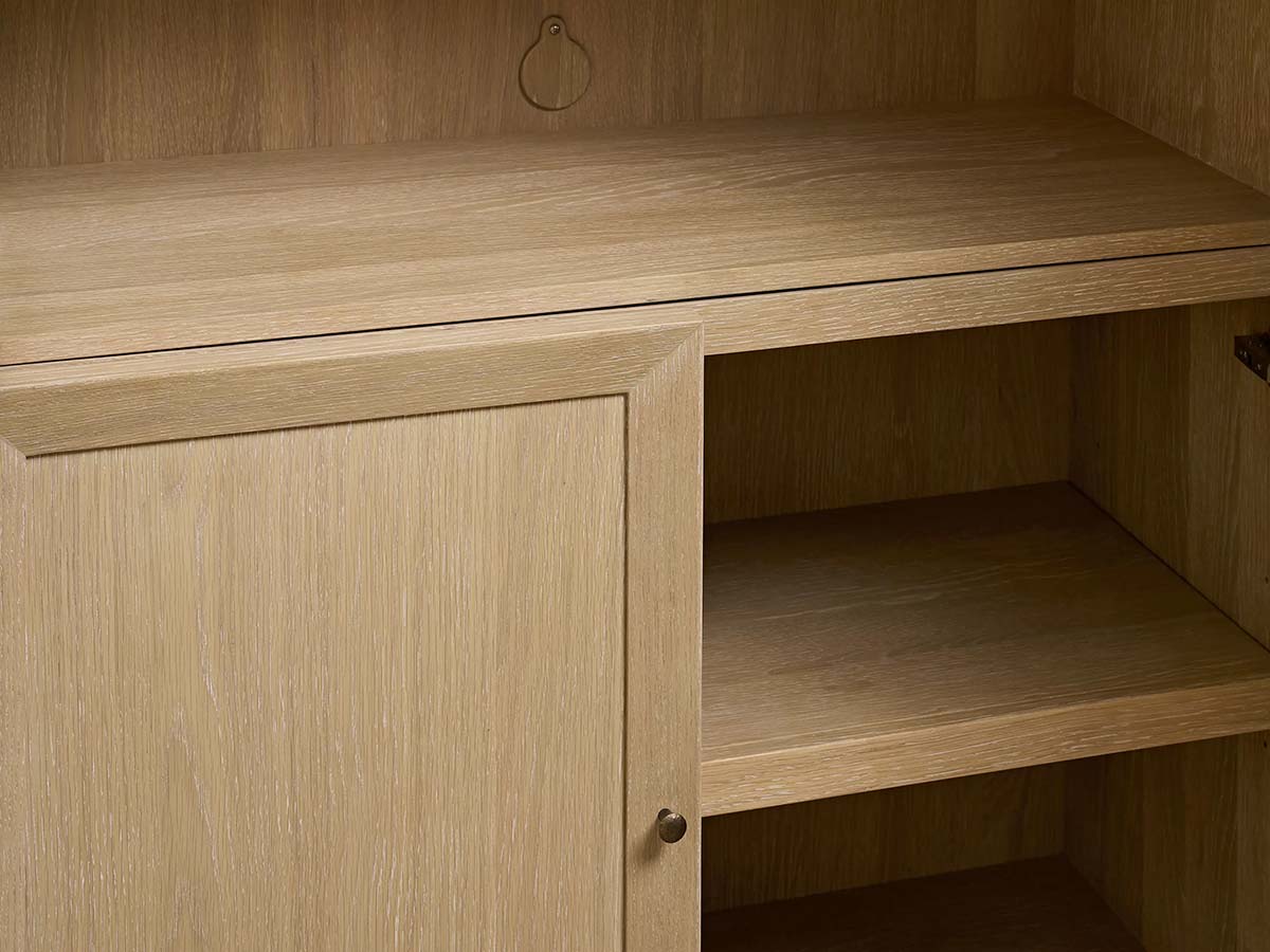 Nason Modular Glass Display Cabinets Oak Wood Tall Cabinets Large Bookcase with Integrated LED Lighting Modern Minimalist Style
