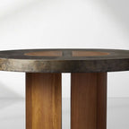 Acacius Round Reclaimed Yukas Wood Dining Table with Eco-Conscious Steel