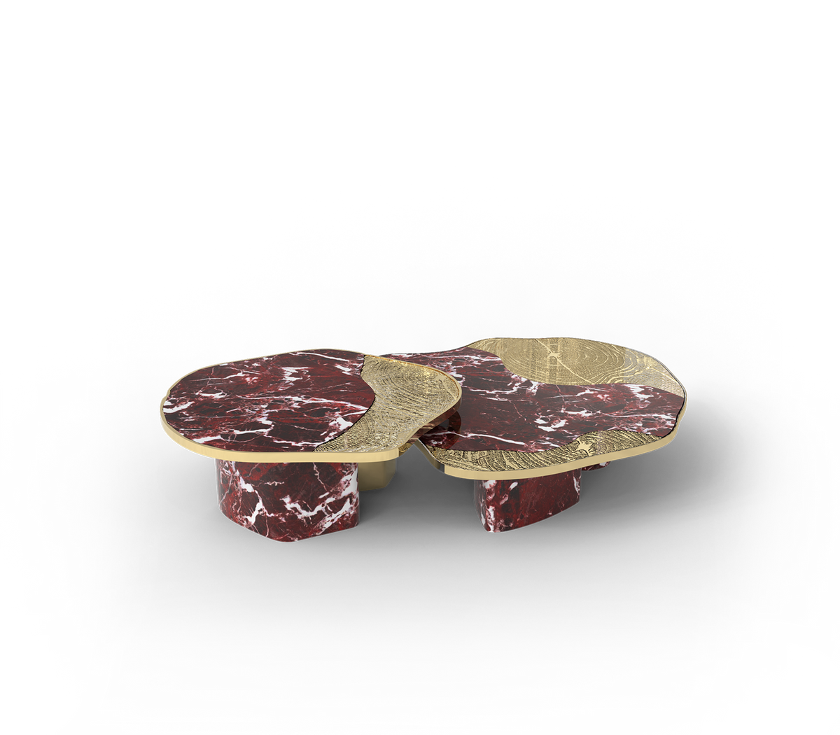 Luxury Calacatta Marble Coffee Table with Black Sculptural Base & Modern Design Center Tea Table