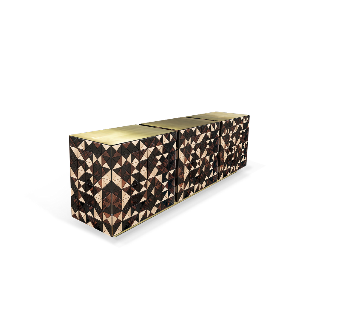 Luxury Anodized Metal Sideboard Cabinet with Pixel-Inspired Design & Hidden Storage