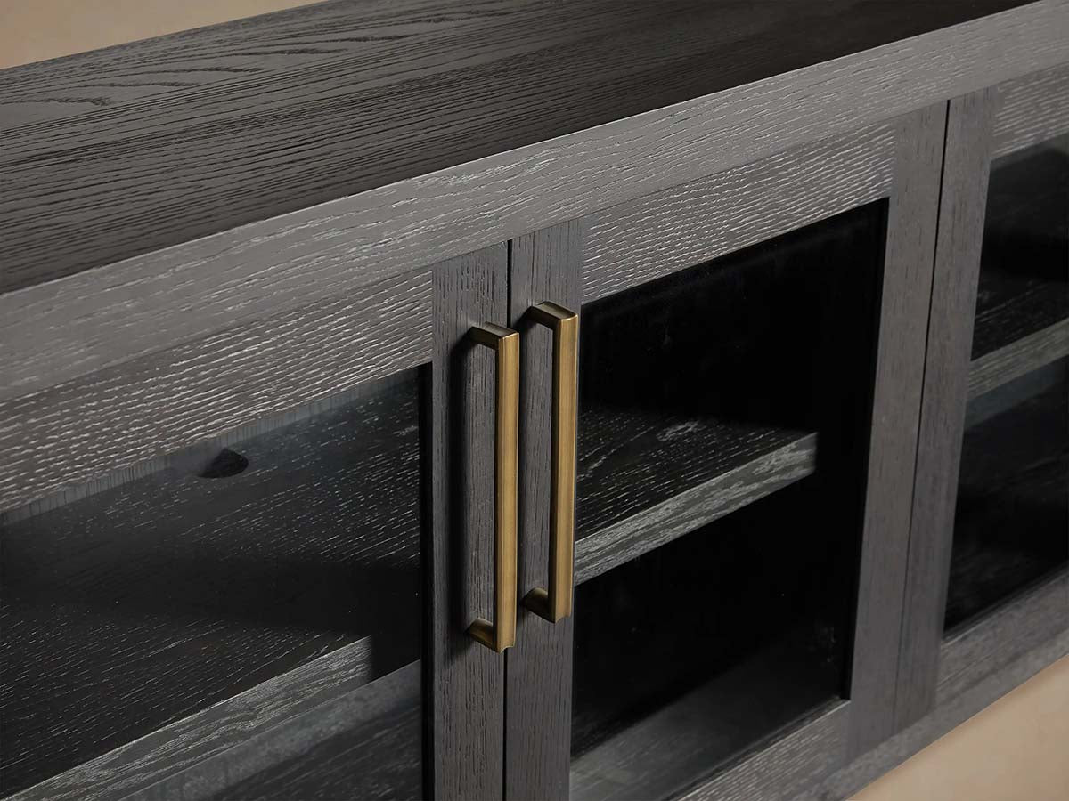 Bodhi Oak Medienkonsole, TV-Ständer aus Holz, Beistellschrank, rustikale TV-Aufbewahrungseinheit, Sideboard