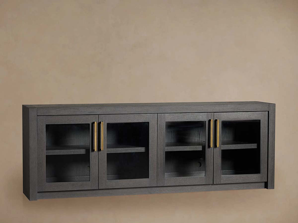 Bodhi Oak Medienkonsole, TV-Ständer aus Holz, Beistellschrank, rustikale TV-Aufbewahrungseinheit, Sideboard