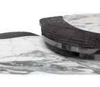 Luxury Calacatta Marble Coffee Table with Black Sculptural Base & Modern Design Center Tea Table