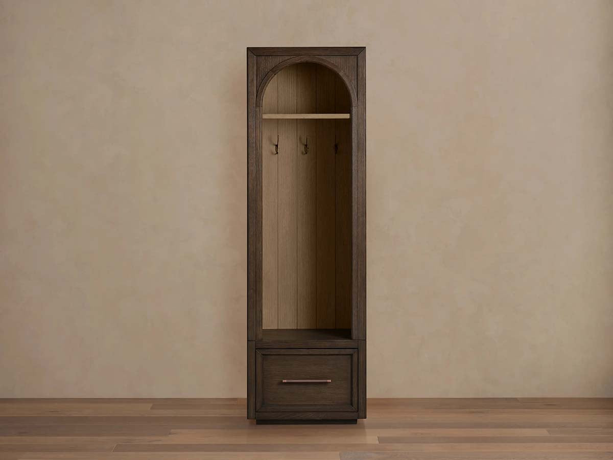 Hattie Solid Oak Entryway Cabinet Hand-Crafted with Hooks & Drawers