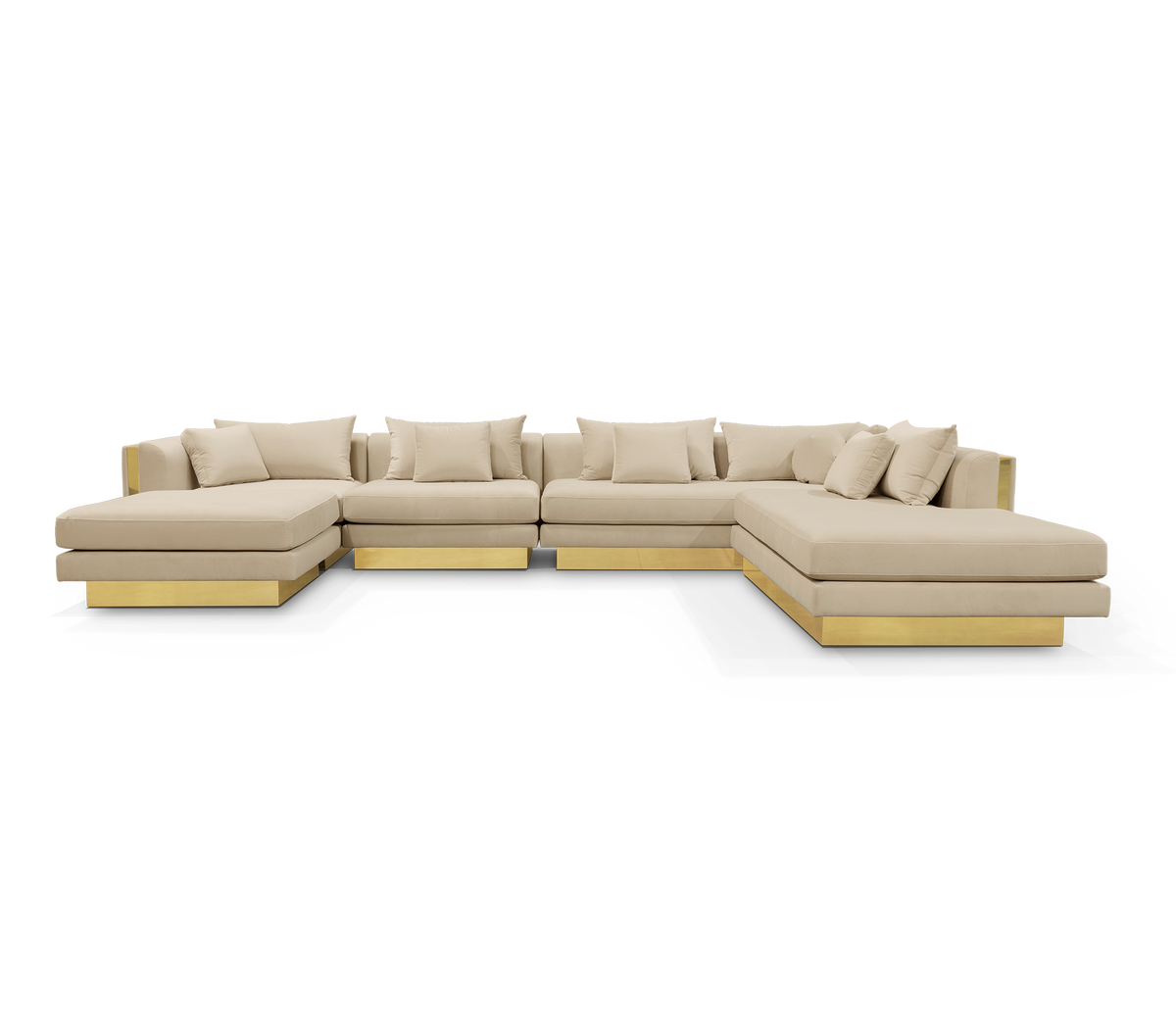 Luxury Modular Sofa with Karst-Inspired Sculptural Design & Polished Brass Frame
