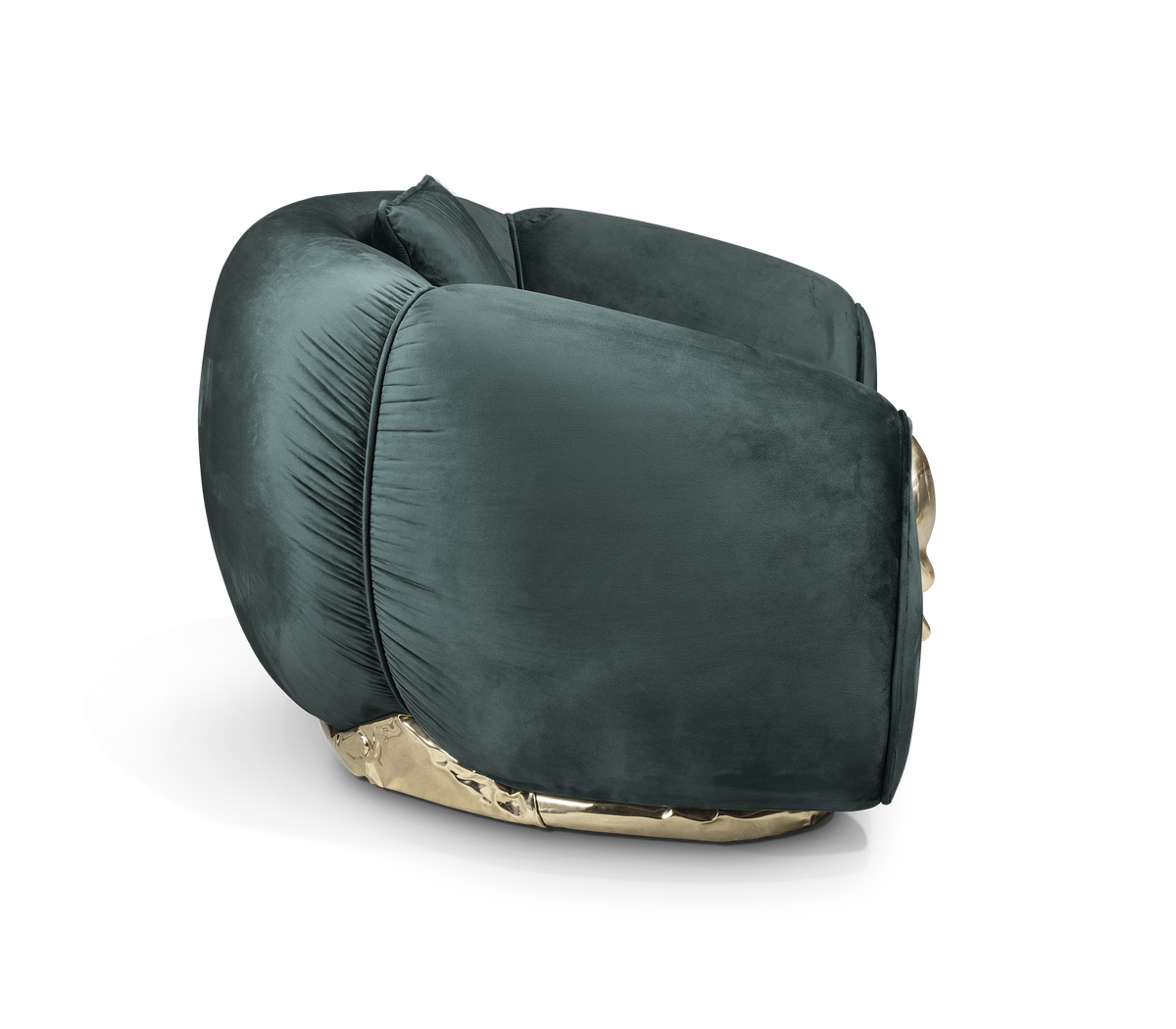 Luxury Sculptural Armchair with Polished Brass Accents & Vintage Contemporary Design