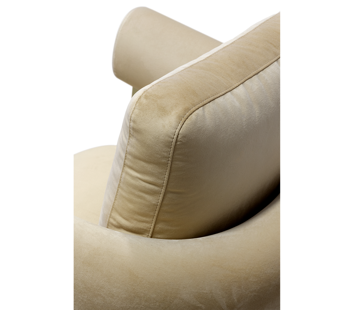 Luxury Sculptural Armchair with Polished Hammered Brass Legs & Curved Upholstery Design
