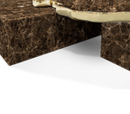 Luxury Sculptural Coffee Table Black & White High-Gloss Marble Finish