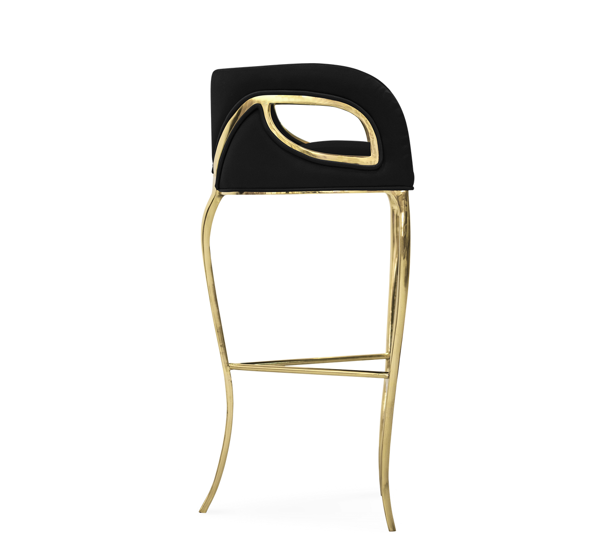 Chandra Fluid Sculptural Polished Brass Bar Stool