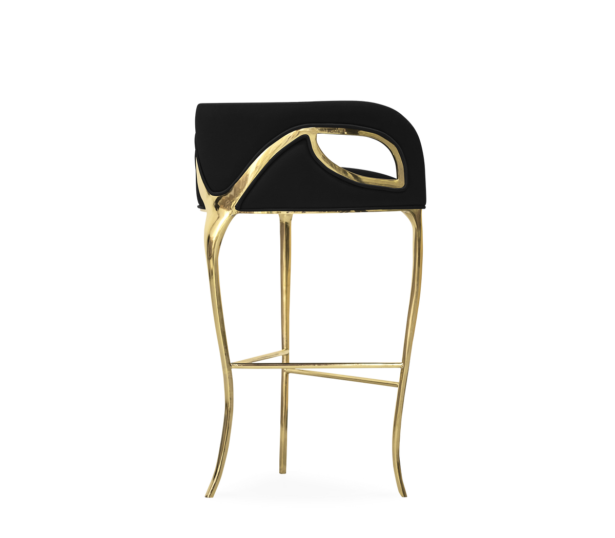 Chandra Fluid Sculptural Polished Brass Bar Stool