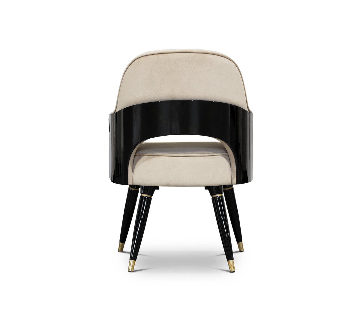 Collins with Armrest II Velvet Luxury Lacquered Dining Chair