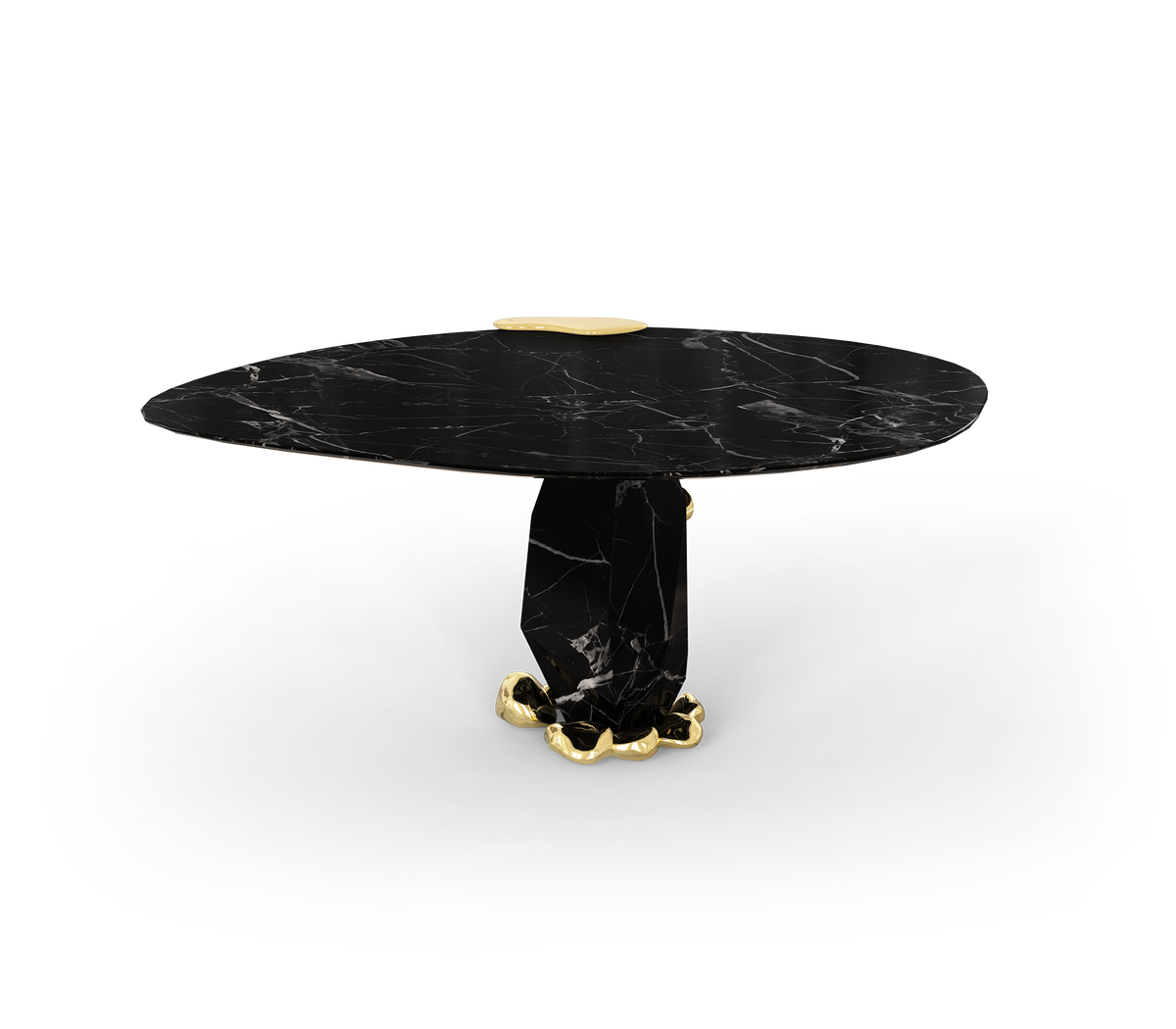Diamond Marble & Brass Round Dining Table
