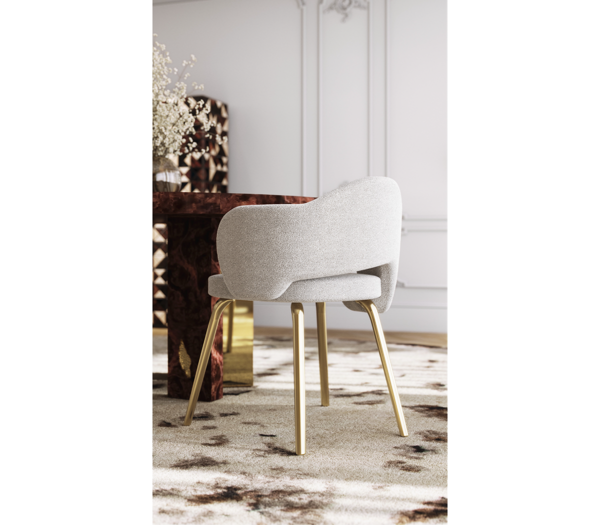 Amara Bouclé Modern Luxury Brass Chair
