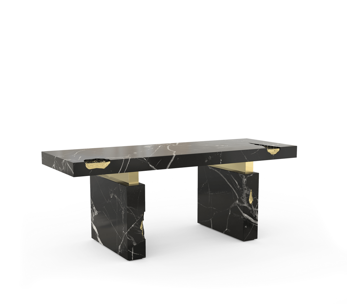 Empire Cracked Brass Inlay Marble Luxury Desk