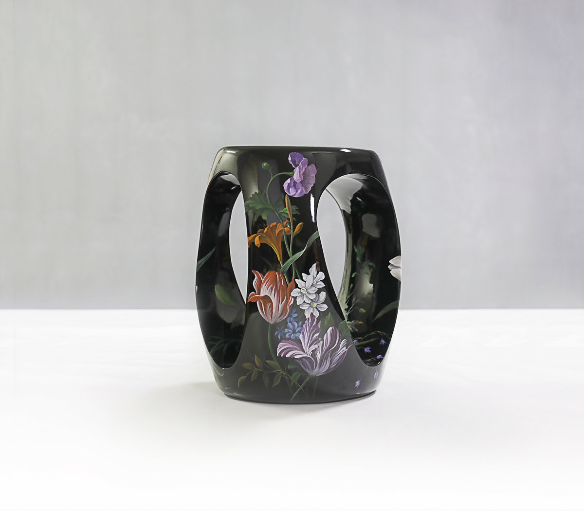 Floral Hand Oil Painted Limited Edition Decorative Stool