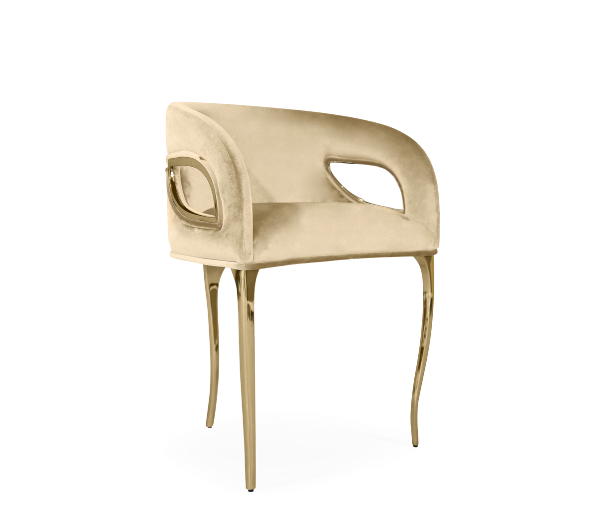 Chandra Cutout Gloss Brass Velvet Chair