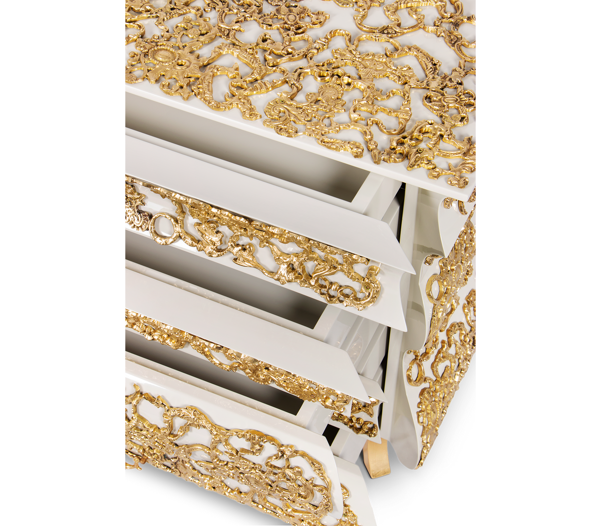 Crochet Baroque Gold Filigree Luxury Nightstand