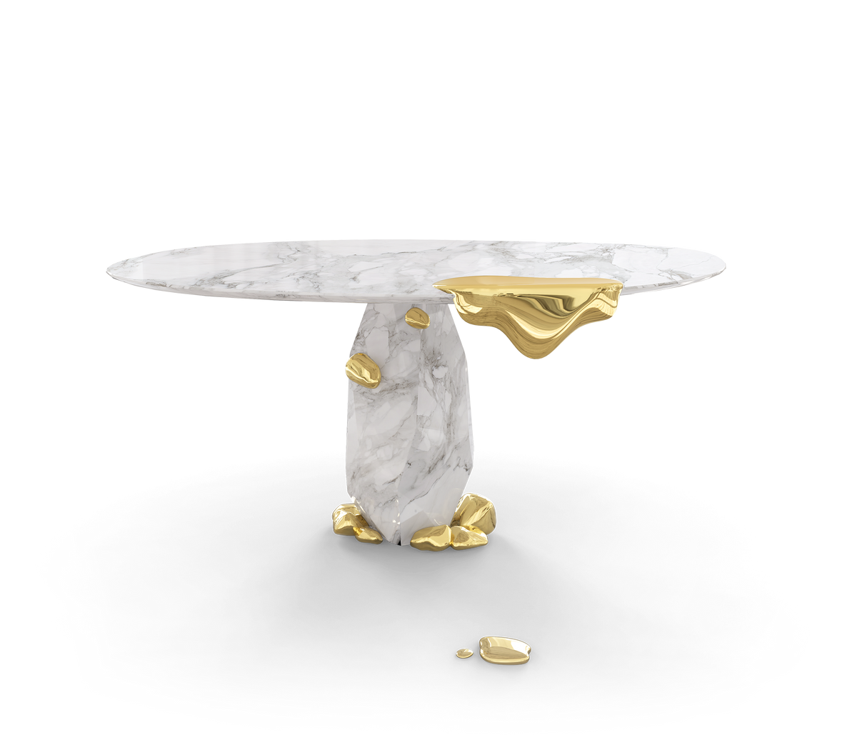 Diamond Marble & Brass Round Dining Table