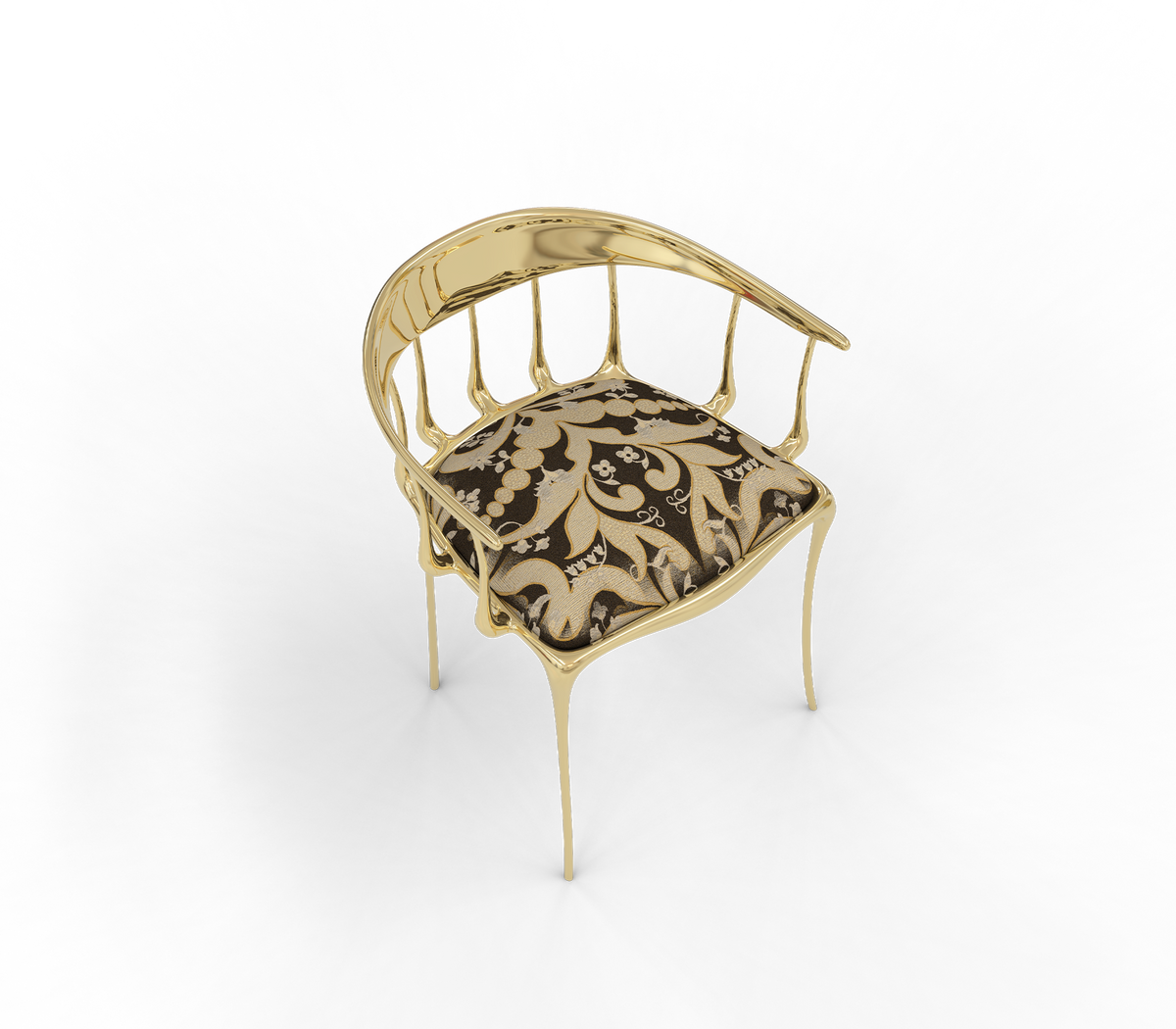 Nº11 Semiramide Nero Surrealist Polished Gold Dining Chair
