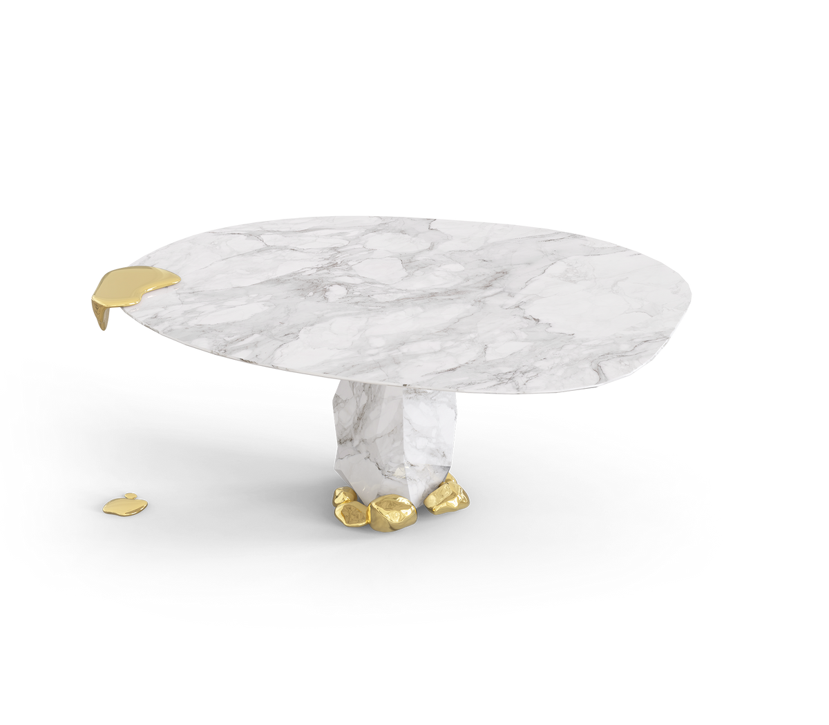Diamond Marble & Brass Round Dining Table
