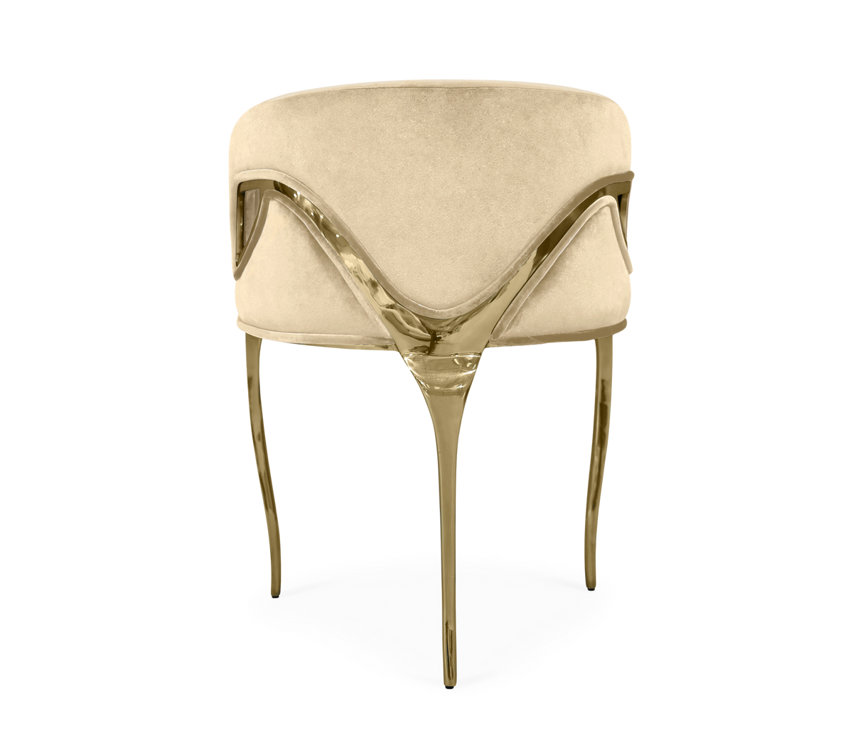Chandra Cutout Gloss Brass Velvet Chair