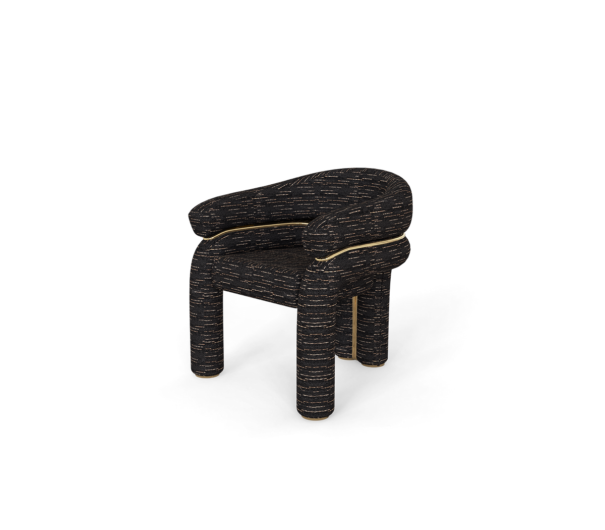 Elara Curved Sculptural Polished Brass Luxury Dining Chair