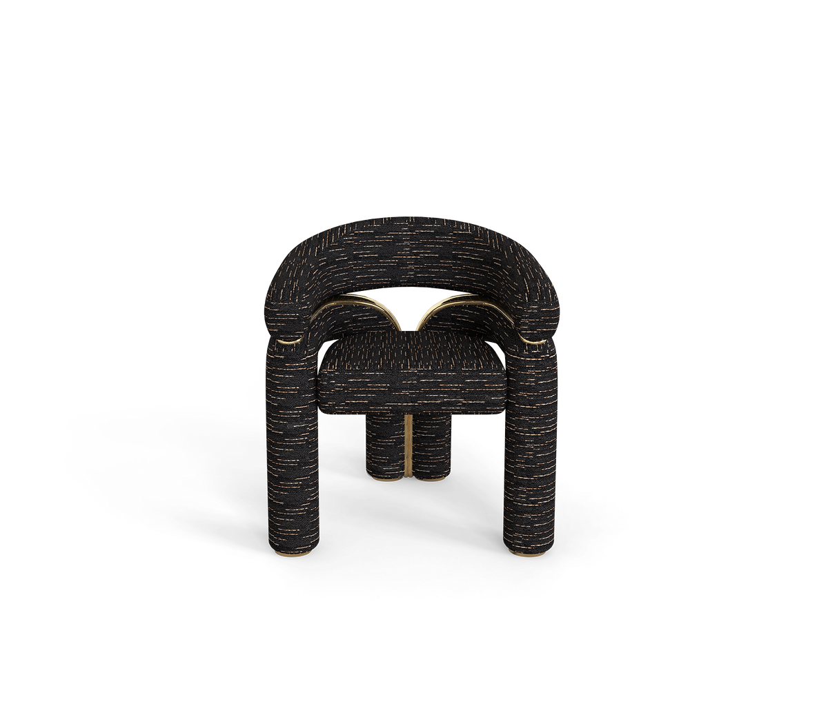 Elara Curved Sculptural Polished Brass Luxury Dining Chair