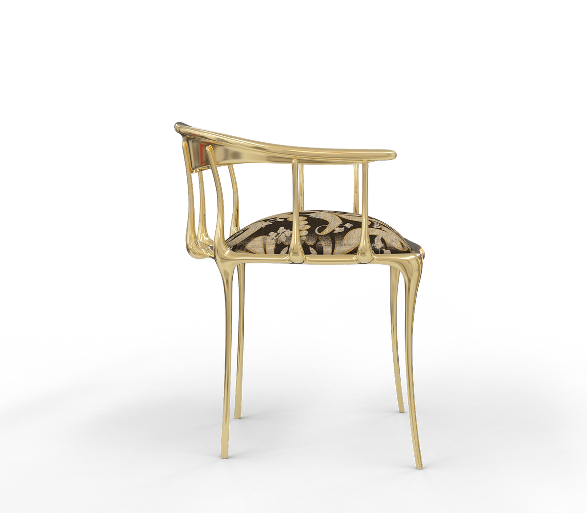 Nº11 Semiramide Nero Surrealist Polished Gold Dining Chair