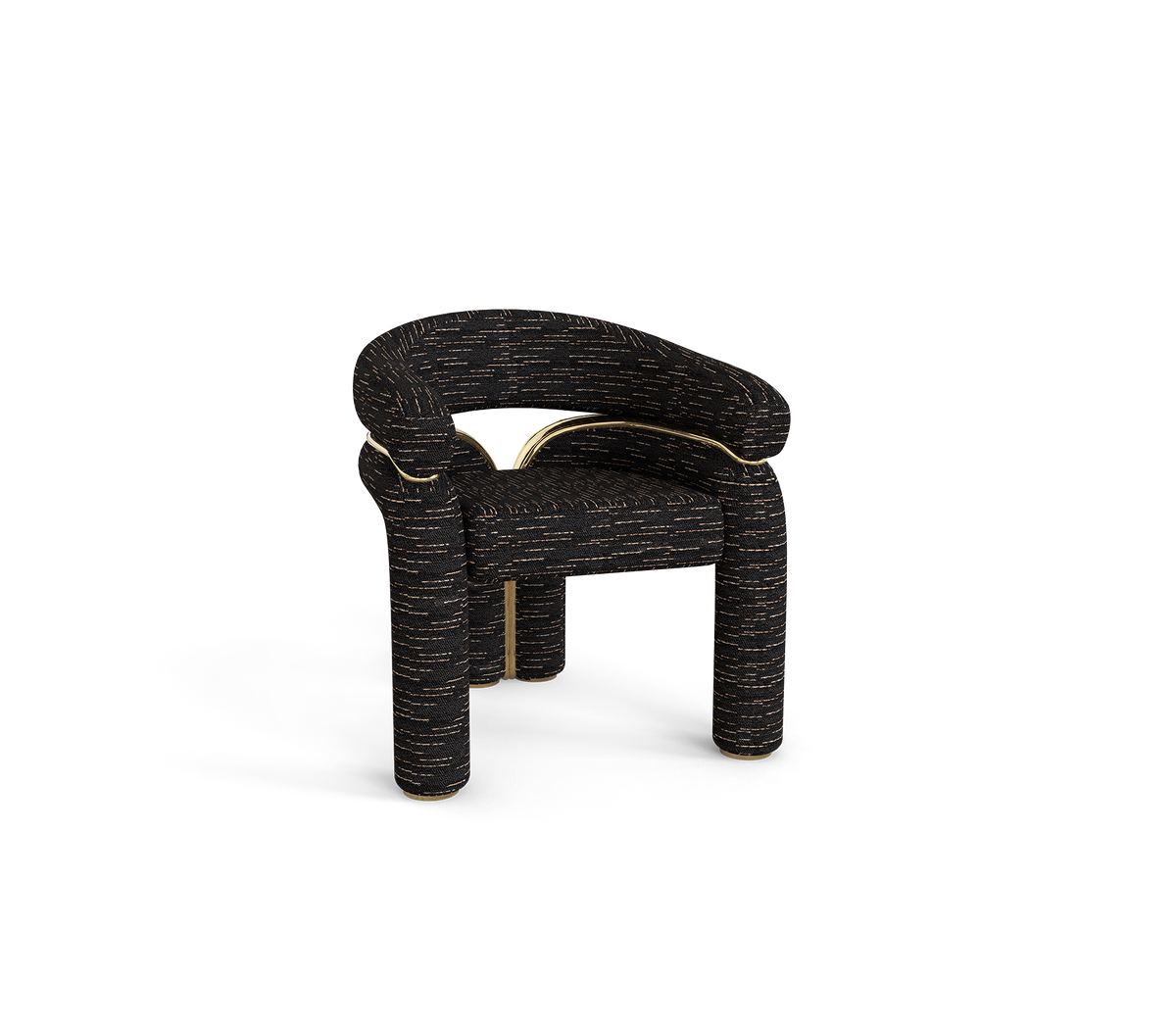 Elara Curved Sculptural Polished Brass Luxury Dining Chair