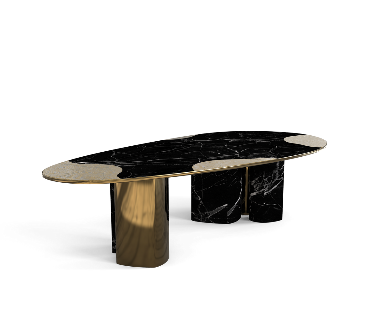 Ophelia Oval Carrara Marble & Gold Dining Table