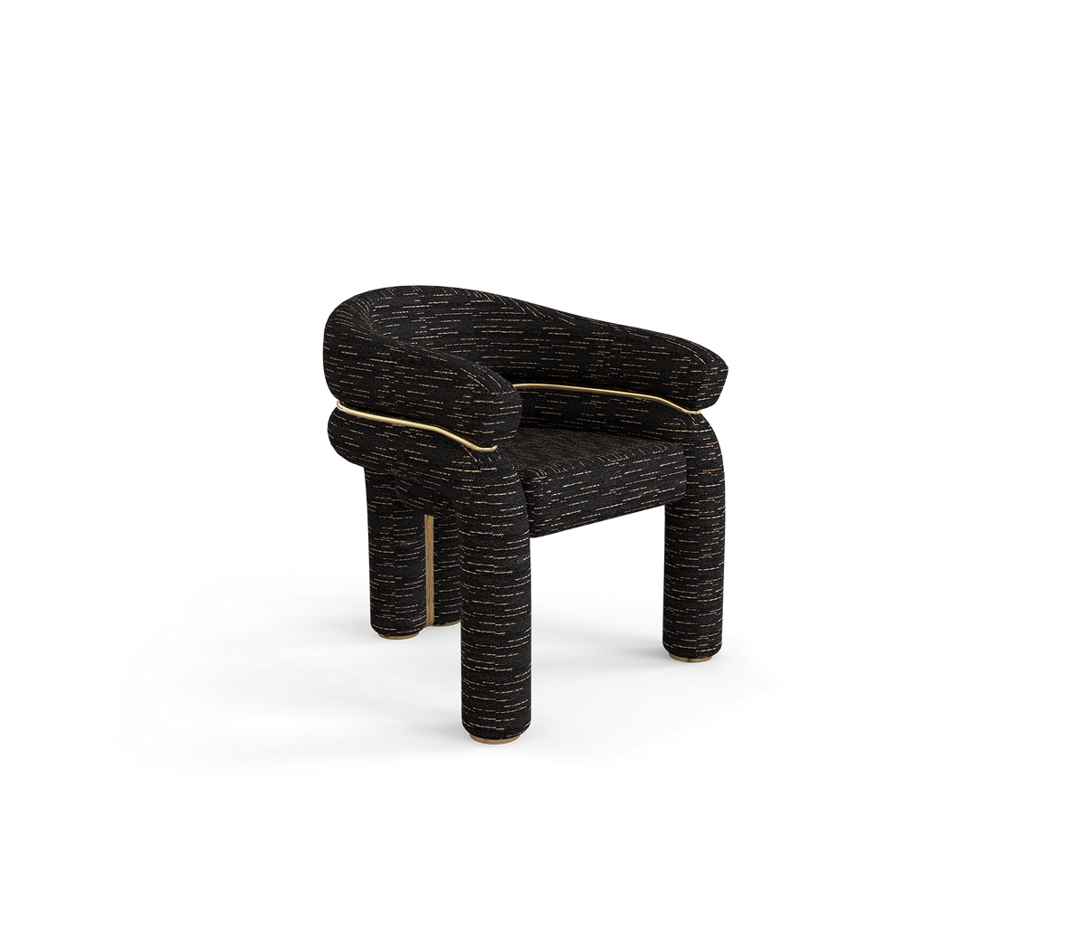 Elara Curved Sculptural Polished Brass Luxury Dining Chair