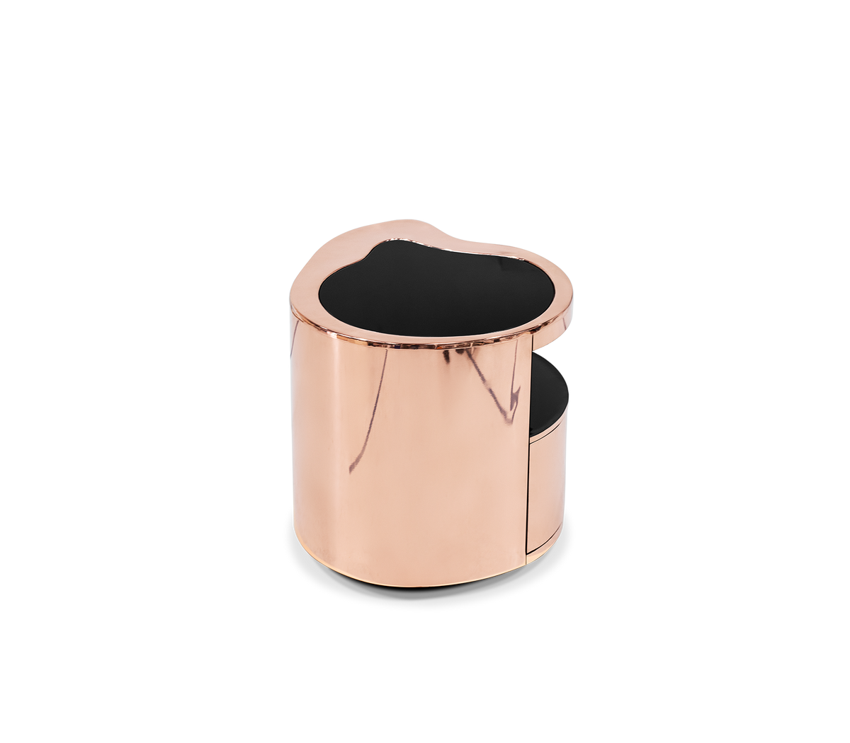 Wave Organic Curved Polished Metal Modern Luxury Nightstand