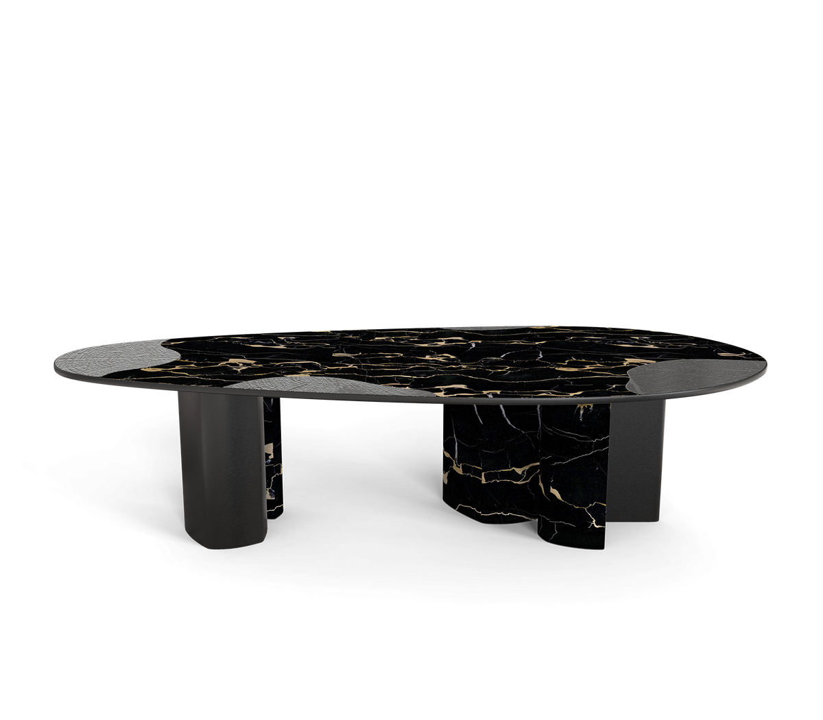 Ophelia Oval Carrara Marble & Gold Dining Table