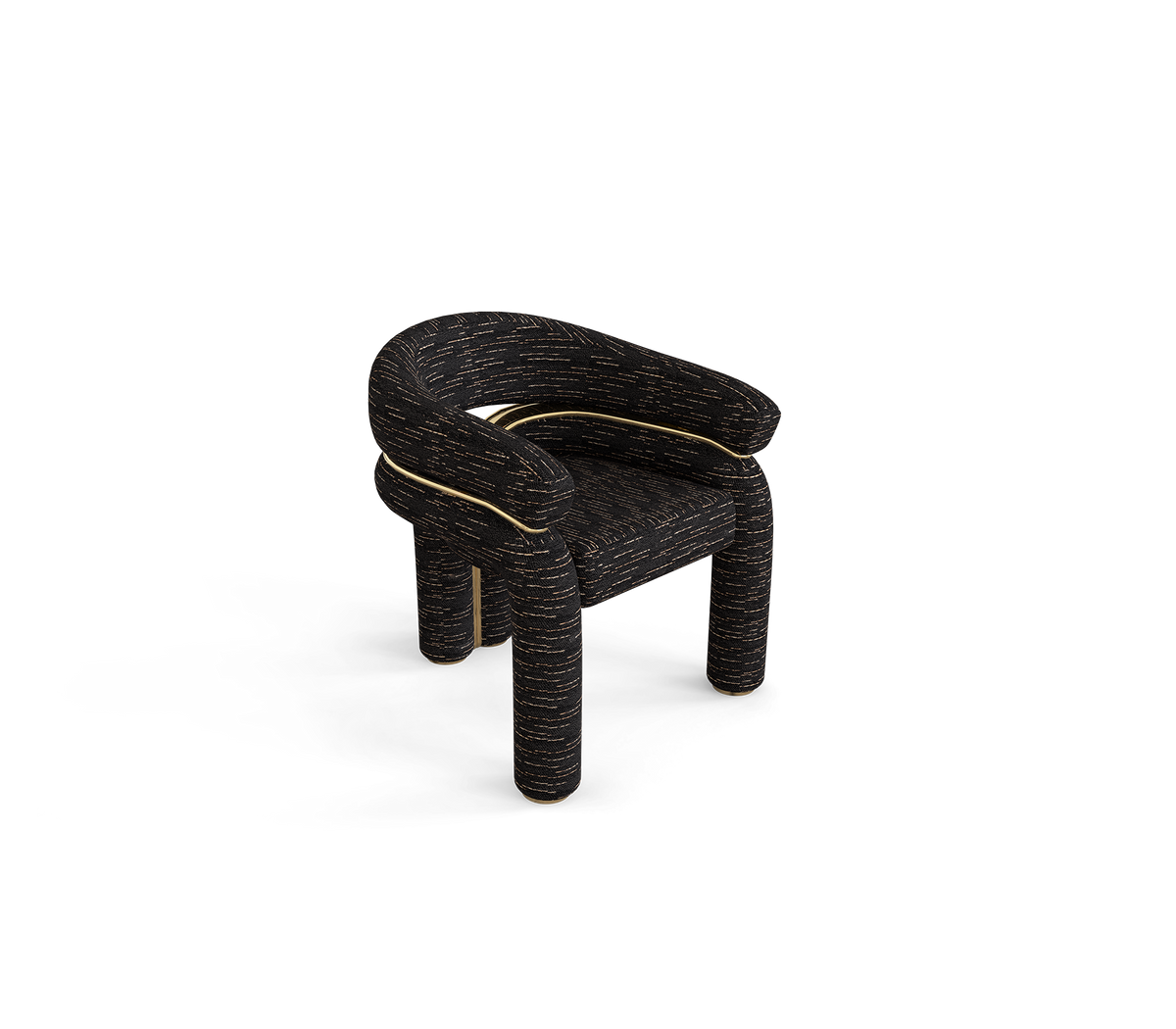 Elara Curved Sculptural Polished Brass Luxury Dining Chair