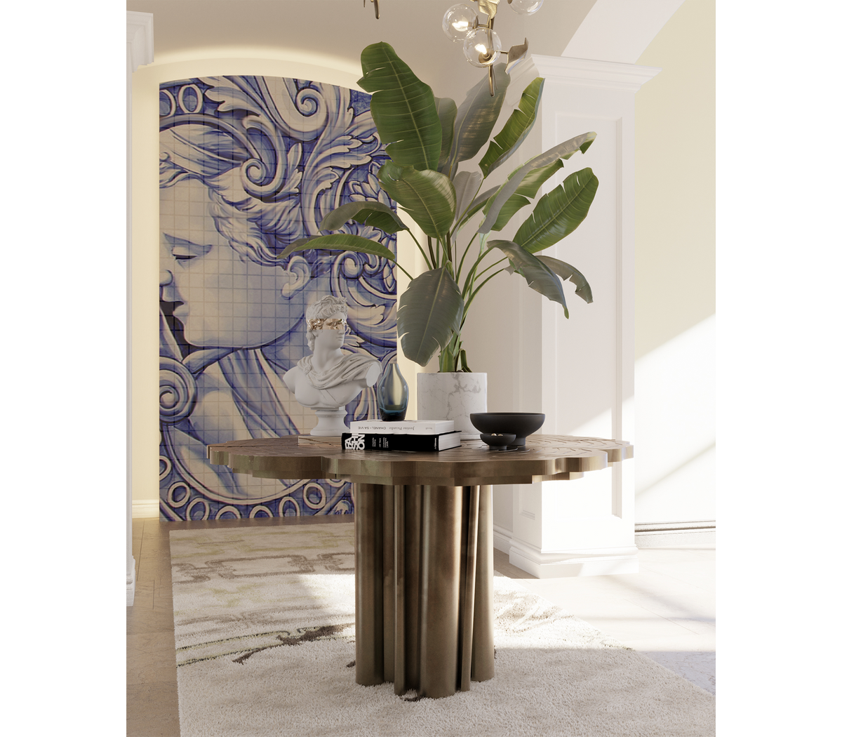 Fortuna Polished Brass Round Dining Table