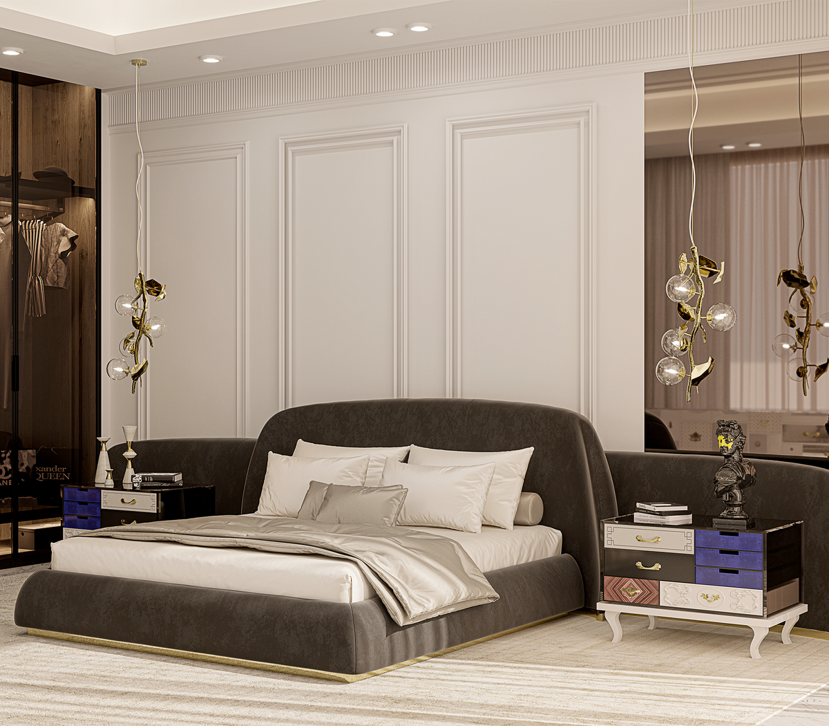 Soho Eclectic Mixed Material Luxury Bedside Table
