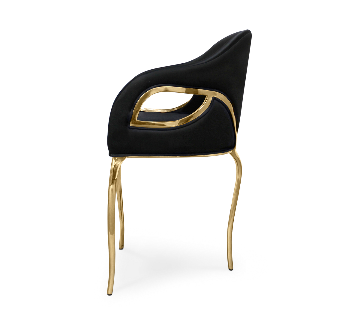 Chandra Cutout Polished Brass Velvet Dining Chair