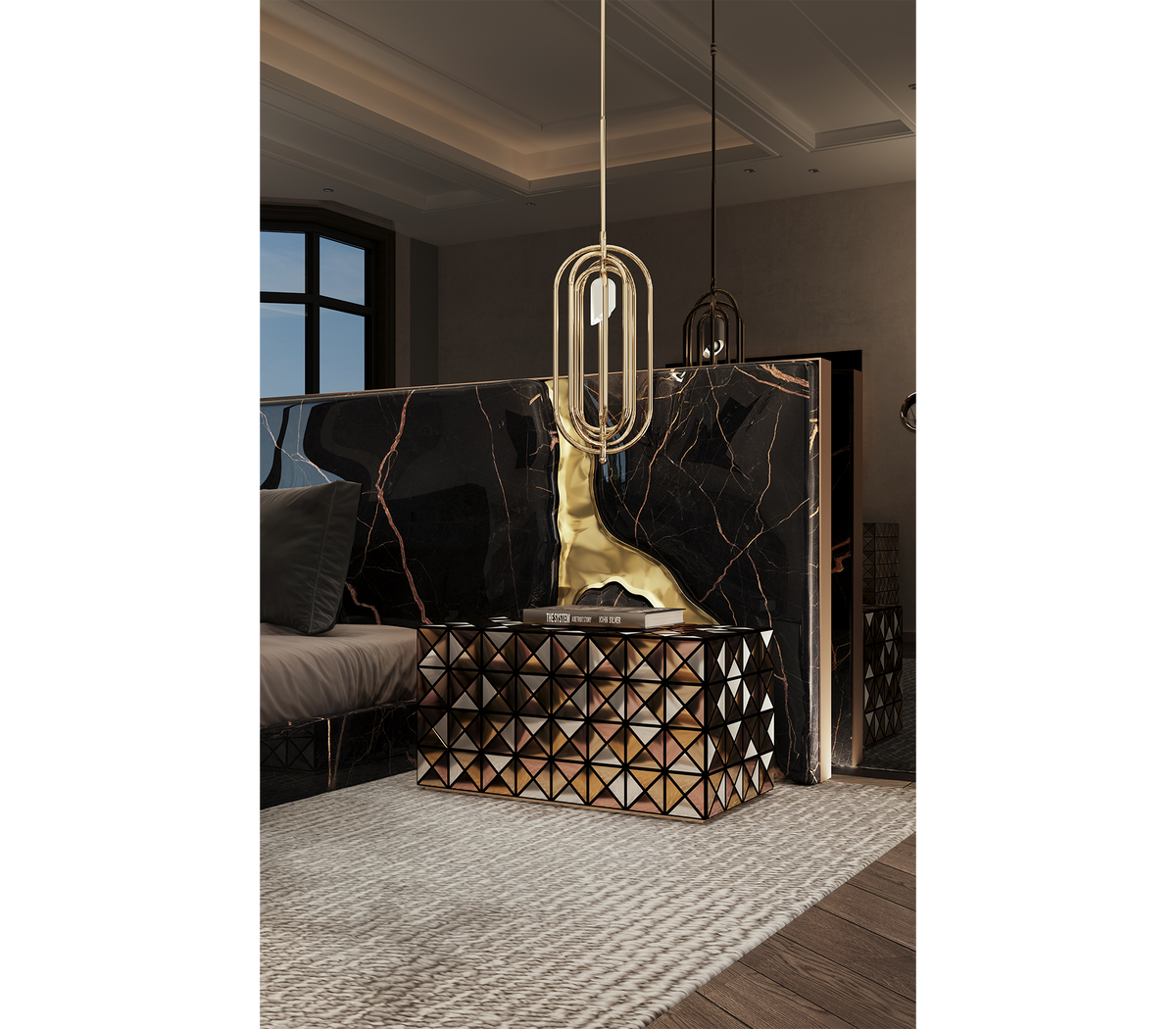 Lapiaz Kintsugi Velvet Polished Gold Luxury Headboard