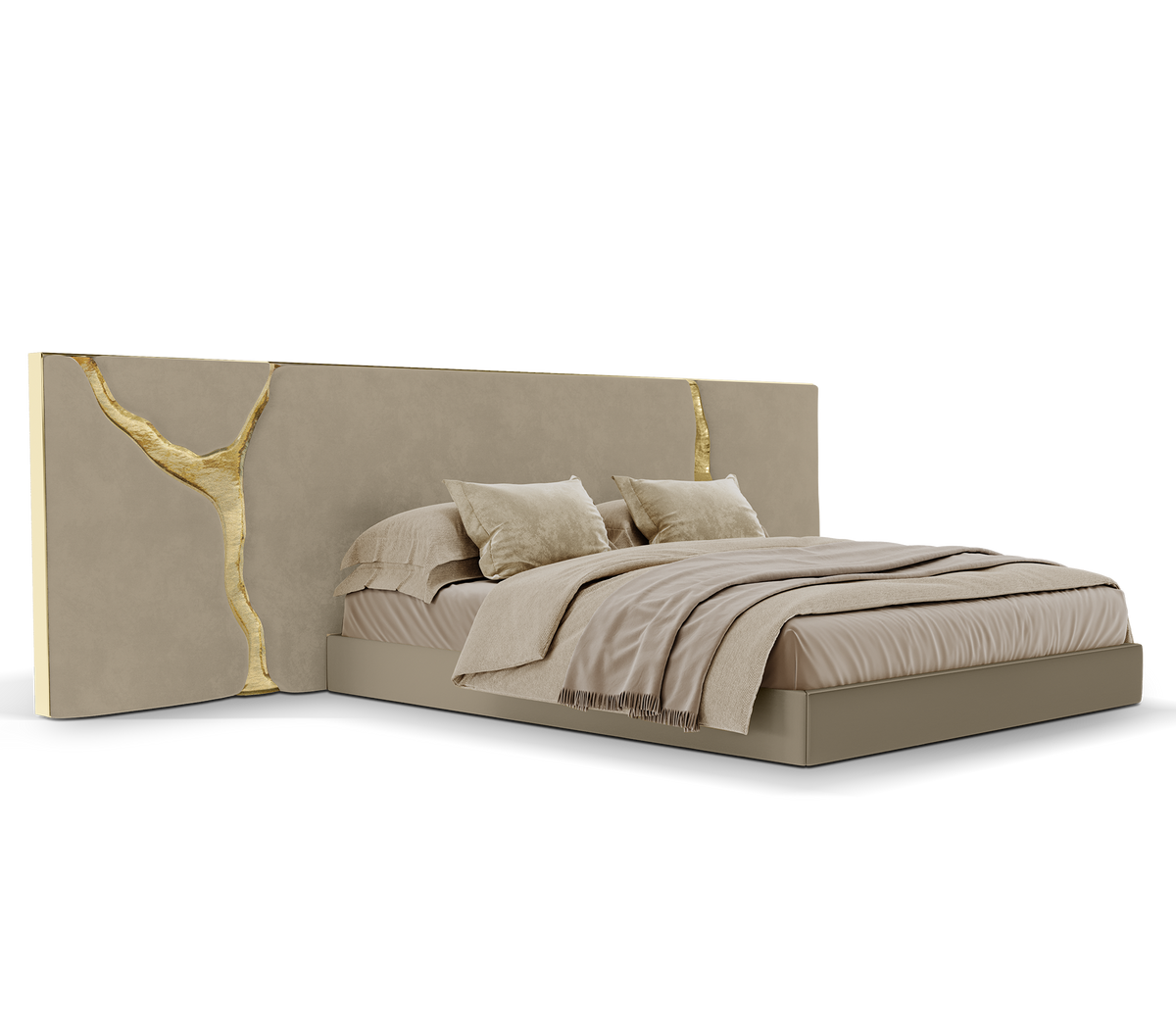 Lapiaz Kintsugi Velvet Polished Gold Luxury Headboard